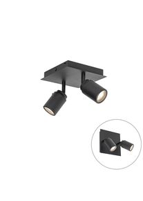 Qazqa Moderne badkamer spot zwart vierkant 2-lichts IP44 - Ducha