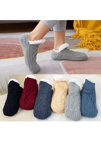 Winter Indoor Home Socks for Women and Men Warm Velvet Thick Floor Socks Plush Soft Slippers Pantoffels Adults Bottom Glue Sock