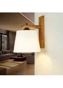 Licht-Erlebnisse Applique d'intérieur Beverely en bois et en tissu blanc au design scandinave E27 - Chêne rustique, Ecru - Chêne Rustique, Ecru