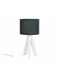 Licht-Erlebnisse Lampe de table sur trépied en bois blanc au design moderne scandinave avec abat-jour en tissu anthracite E14 - Blanc, Anthracite - blanc, anthracite