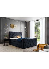 Pat rabatabil cu lada de depozitare, tapitat cu stofa, Candys Boxspring Velvet