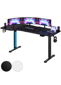 Casaria&reg; Scrivania regolabile in altezza nero 160x75x118cm + mousepad