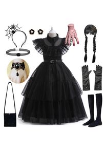 Wednesday Girl Costume for Carnival Halloween Black Events Cosplay Dress Kids Evening Party Clothes Fashion Gothic Vestido 3-12T