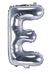 partydeco Palloncino lettera E argento 35 cm