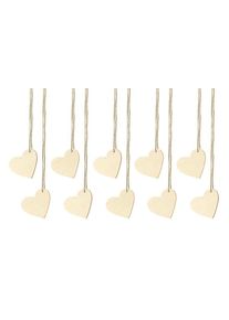 partydeco 10 pendentifs coeur en bois 6 x 5cm