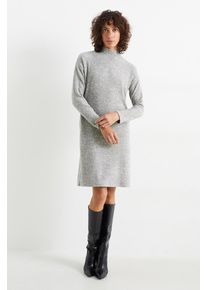 C&Amp;A Basic-Strickkleid mit Stehkragen, Grau, Taille: S