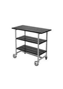 Plus Urban rollbarer Picknick Pflanztisch - Grilltisch mit 2 Regalfächern Kiefer-Fichte schwarz 100 cm K2025