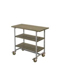 Plus Urban rollbarer Picknick Pflanztisch - Grilltisch mit 2 Regalfächern Kiefer-Fichte graubraun 100 cm K2025