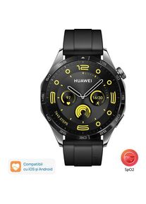 Smartwatch Huawei Watch GT 4, Ecran 1.43inch, 46mm, Bluetooth, Curea Fluoroelastomer, Waterproof 5 ATM (Negru)