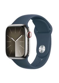 Smartwatch Apple Watch 9 GPS + Cellular, 41mm Silver Stainless Steel Case, Storm Blue Sport Band - M/L