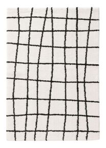 Hoogpolig Vloerkleed Louise Zwart/Wit 120x170 cm
