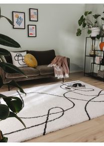 benuta Pop Nukka matto Louise Musta/valkoinen 120x170 cm Schwarz/Weiß Abstrakti,Trendin ilme