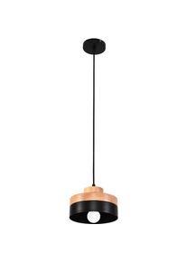 Lampe suspendue de style scandinave Eigil - Bois et métal Noir - Métal, Bois - Noir