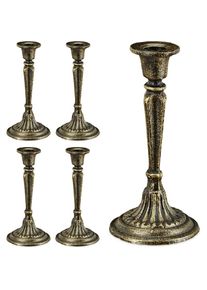 Porte-bougie en lot de 5, chandelier antique, Shabby Chic, vintage, romantique, fonte, HxD 19 x 9 cm, bronze - Relaxdays