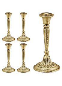 Porte-bougie en lot de 5, chandelier antique, Shabby Chic, vintage, romantique, fonte, HxD 19 x 9 cm, doré - Relaxdays