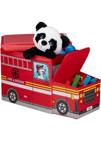 Tabouret Coffre à jouets boîte à jouets couvercle pouf enfant pliable auto voiture 50 litres - Relaxdays
