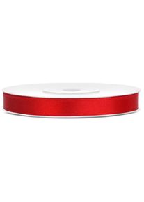 partydeco Nastro di raso rosso 25m x 6mm