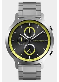 Men's Chronograph Watch - Silver Black - Surgical Steel Case, Sapphire Glass, Metal Strap - Date Display - 42mm , Quartz Movement by Ronda -