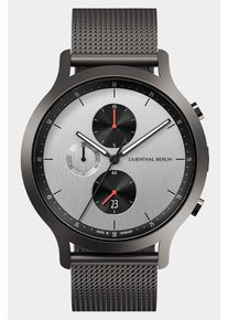 Men's Chronograph Watch - Gray - Surgical Steel Case, Sapphire Glass, Mesh Strap - Date Display - 42mm , Quartz Movement by Ronda - Lilienthal Berlin