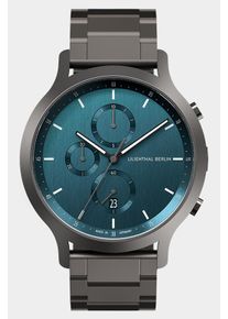 Men's Chronograph Watch - Dark Silver - Surgical Steel Case, Sapphire Glass, Metal Strap - Date Display - 42mm , Quartz Movement by Ronda - Lilienthal