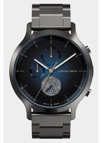Men's Chronograph Watch - Dark Silver Blue - Surgical Steel Case, Sapphire Glass, Metal Strap - Date Display - 42mm , Quartz Movement by Ronda -