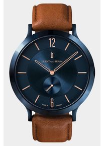 Men's Wrist Watch - Blue - Surgical steel case, Sapphire-hardened mineral glass, Leather Strap - 42.5mm Case, Quartz Movement - Lilienthal Berlin
