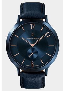 Men's Wrist Watch - Blue - Surgical steel case, Sapphire-hardened mineral glass, Leather Strap - 42.5mm Case, Quartz Movement - Lilienthal Berlin