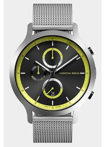 Men's Chronograph Watch - Silver Black - Surgical Steel Case, Sapphire Glass, Mesh Strap - Date Display - 42mm , Quartz Movement by Ronda - Lilienthal
