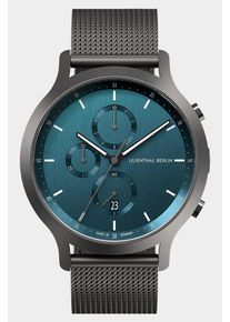 Men's Chronograph Watch - Dark Silver - Surgical Steel Case, Sapphire Glass, Mesh Strap - Date Display - 42mm , Quartz Movement by Ronda - Lilienthal
