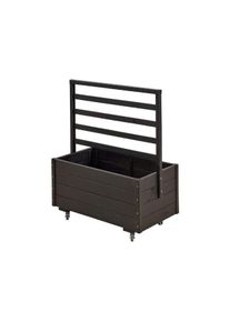 Plus rollbarer Pflanzkasten mit Spalier Fichte-Kiefer schwarz 88 x 48 x 105 cm K2025