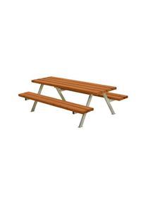 Plus Alpha Junior Picknicktisch Kiefer-Fichte teakfarben 177 x 118 x 57cm