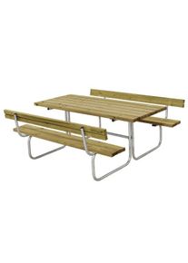 Plus Classic Picknicktisch mit 2 Rückenlehnen Kiefer-Fichte druckimprägniert 177 x 177 cm
