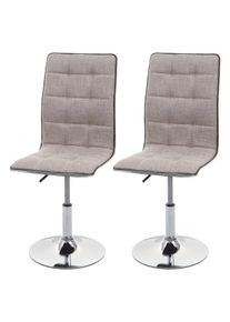 2er-Set Esszimmerstuhl HWC-C41, Stuhl Küchenstuhl, höhenverstellbar drehbar, Stoff/Textil FSC® ~ creme-grau
