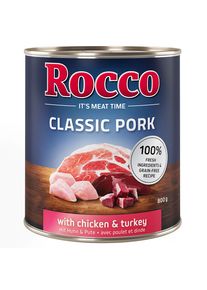 12x800g Kylling & Kalkun Rocco Classic Pork vådfoder hund