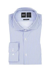 Plus size : BOSS, Performance-stretch shirt with fineliner pattern in a regular fit in a Blue