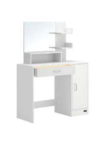 Casaria® Coiffeuse Jocelyn blanche 90x38x137cm