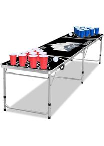 ich-zapfe Bierpong Tisch für Partys mit 100 Bechern, 5 Bällen, 242x62 cm schwarz