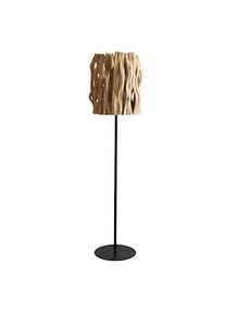 Salesfever Lámpara de pie con aspecto de antorcha 175 cm | pantalla madera de driftwood | estructura metal | An 33 x Pr 33 x Al 140 cm | natural-negro