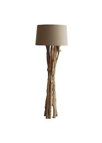 Salesfever lámpara de pie driftwood 145 cm | pantalla lino | marco driftwood | An 26 x Pr 26 x Al 145 cm | blanco