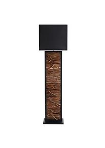 Salesfever lámpara de pie 163 cm | pantalla tela | estructura madera de hevea & driftwood & metal | An 35 x Pr 20 x Al 163 cm | negro - nature
