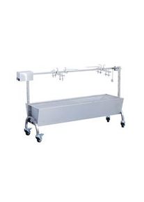METRO Professional Barbecue a carbonella con girarrosto elettrico, acciaio inox, 160 x 42 x 95 cm, con ruote, incl. copertura, argento