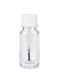 Apothekersfles helder 10 ml schroefsluiting wit kwast met garantiesluiting (OV)