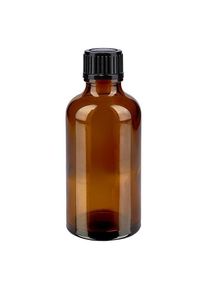 Apothekersfles bruin 50 ml druppelsluiting 1 mm zwart, Standaard