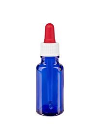 Apothekersfles blauw 20 ml pipet wit/rood, Standaard