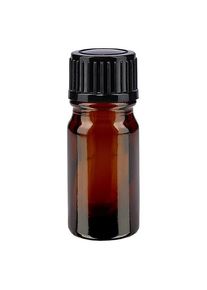 Apothekersfles bruin 5 ml druppelsluiting 1 mm zwart, Standaard