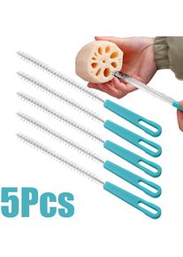 5Pcs Nylon Bottle Cleaning Brush Baby Stainless Steel Long Handle Cleaning Brushes Soft Hair Straws Spiral Cleaning Tool