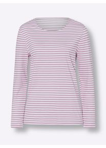 Dames Gestreept shirt van puur katoen in roze/ecru gestreept ,maat 38, WITT, 100% Katoen