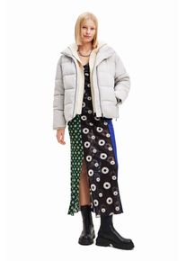Desigual geaca 23WWEW56 WOMAN WOVEN PADDED SHORT OVERCO femei, culoarea bej, de tranzitie