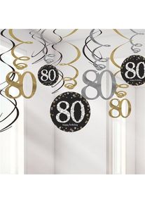 Amscan 12 spirales 80e anniversaire 45cm