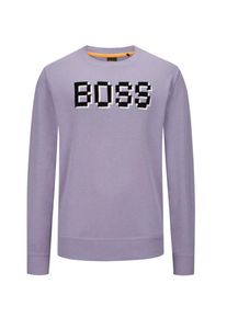 plussize: Nadměrná velikost: BOSS Orange, Kurtka dresowa z dużym nadrukiem logo na piersi Fioletowy